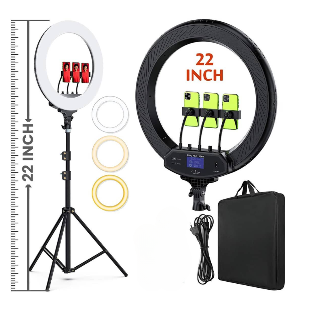 RING LIGHT 22” – Επαγγελματικό Φωτιστικό Δαχτυλίδι Led 56cm Με 3 χρώματα