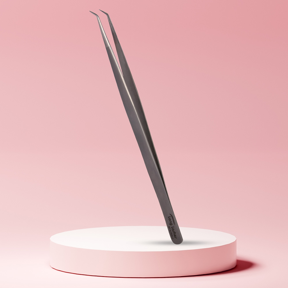 Λαβίδα βλεφαρίδων Long Lashes lash curved, slim tweezers - silver, 14cm